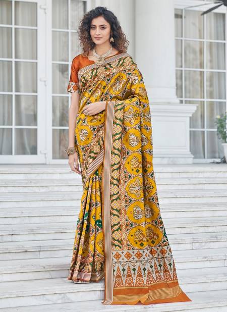 Mustard Colour Patola Vol 7 Shubhvastra New Latest Printed Wedding Wear Patola Silk Saree Collection 5363
